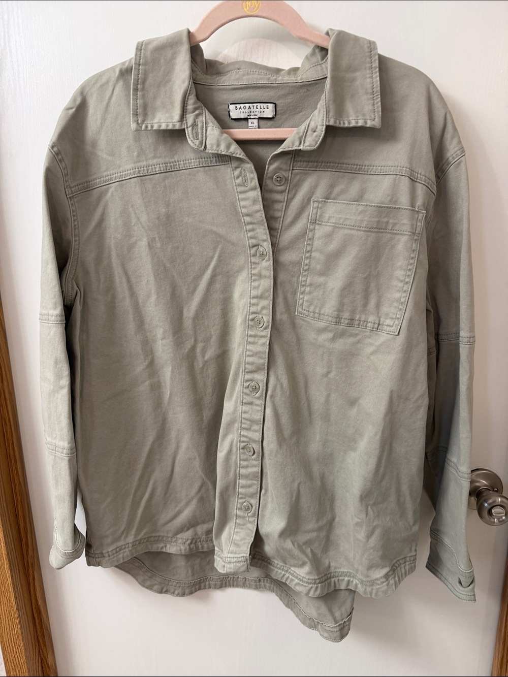 bagatelle Sage Green Button-Up Utility Shirt Jacket